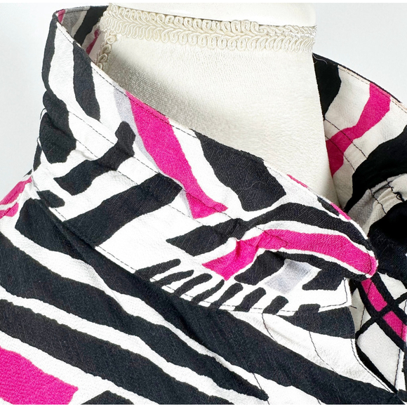 Ali Miles Abstract striped tunic top Wire Collar Artsy Chic A-Line Whimsy Size M - Picture 11 of 13